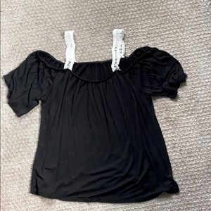 black off the shoulder t shirt